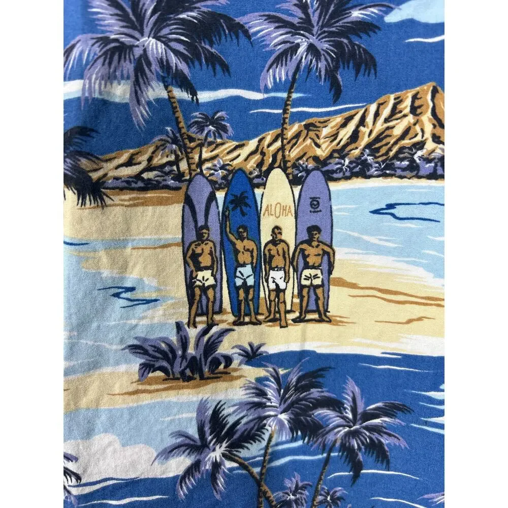 Hilo Hattie Dress Kids Large 10 12 Blue Tropical Hawaiian Sundress Aloha